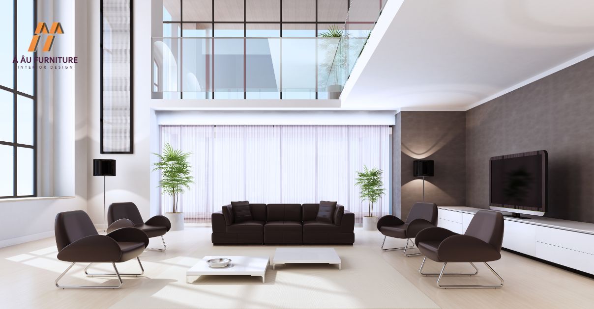 phòng khách biệt thự hiện đại