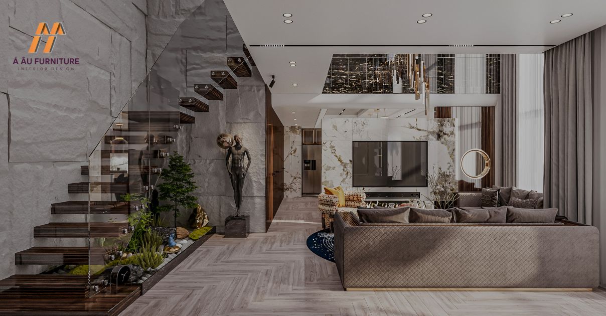 Phòng khách biệt thự hiện đại