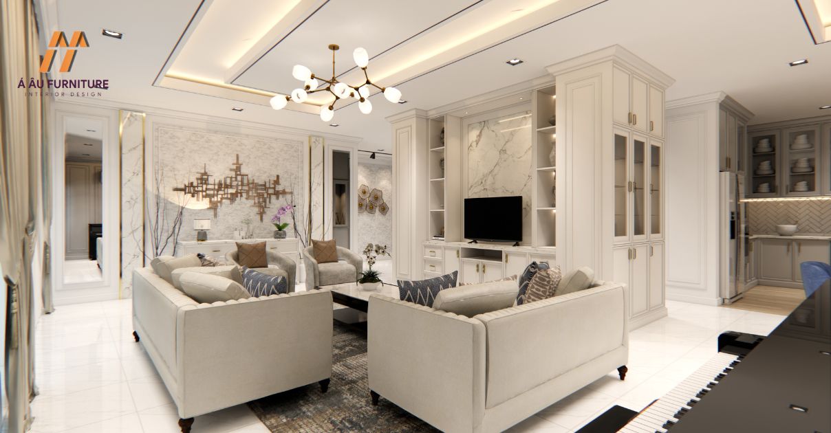 Phòng khách biệt thự hiện đại