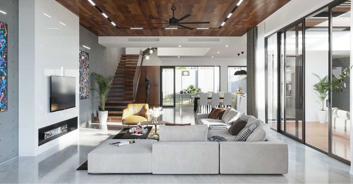 Phòng khách biệt thự hiện đại