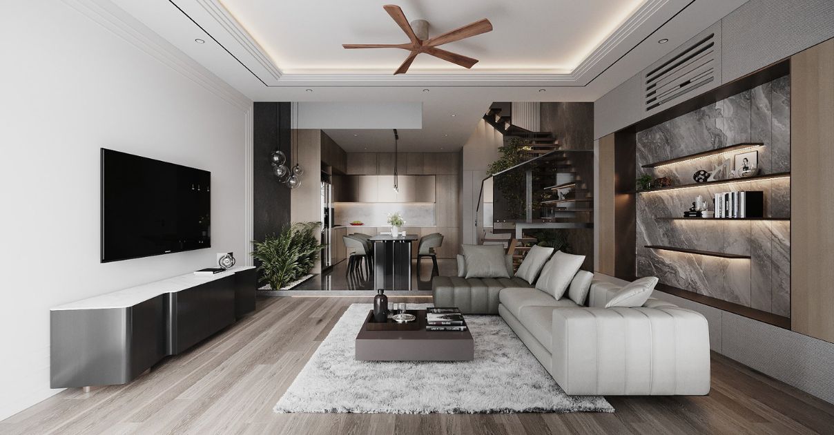 Phòng khách biệt thự hiện đại