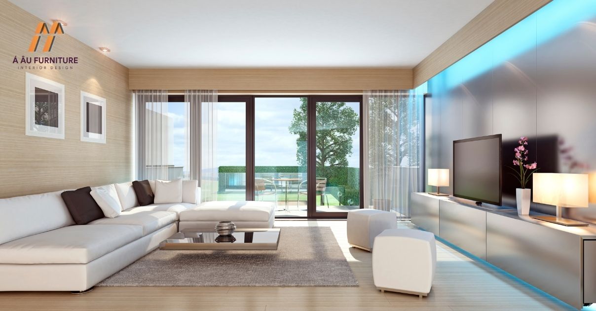 phòng khách biệt thự hiện đại