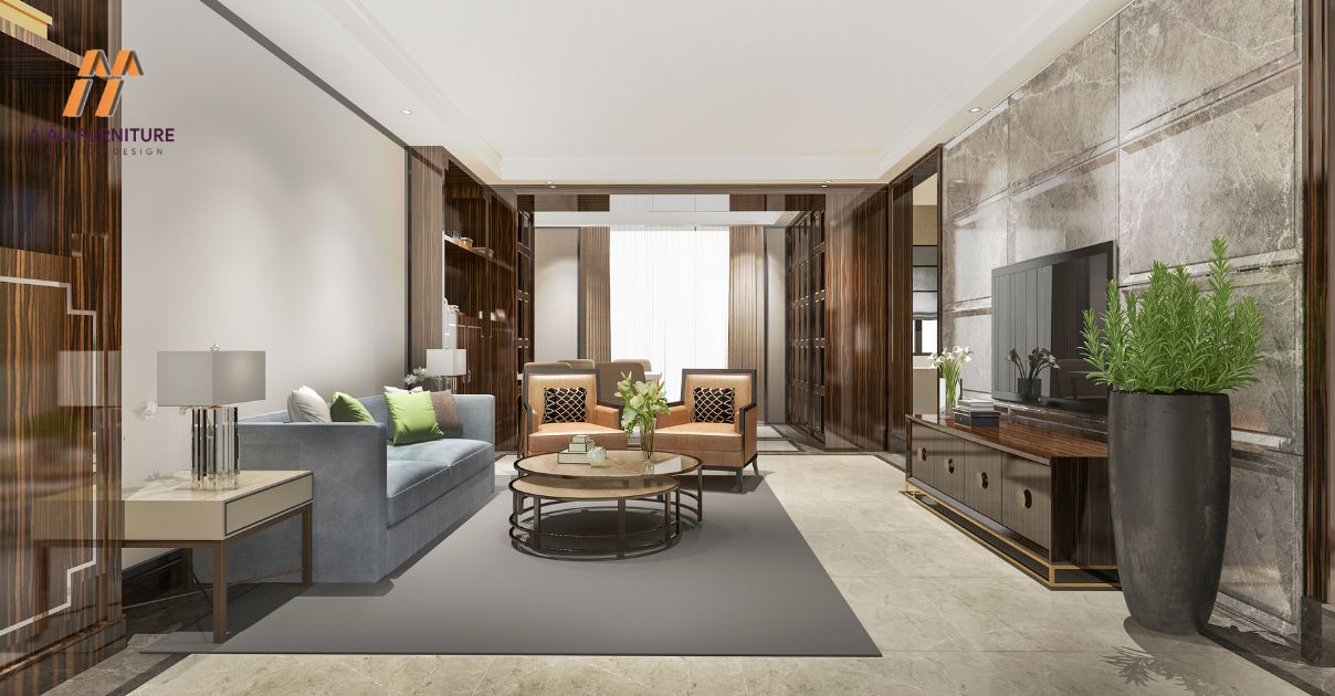 phòng khách biệt thự hiện đại
