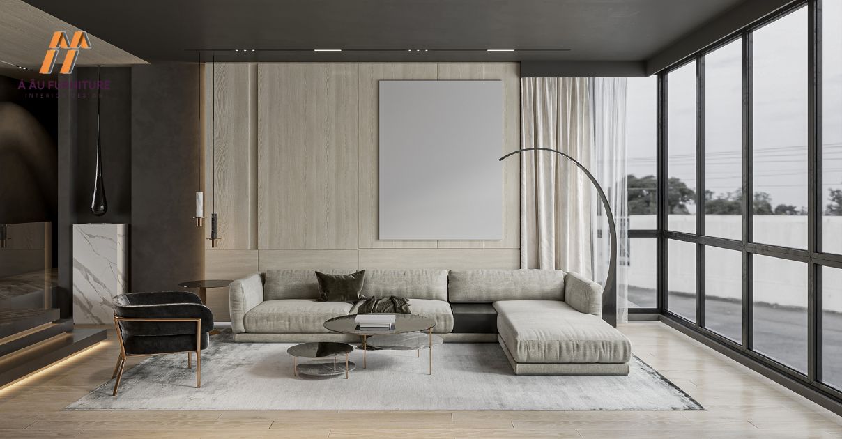 phòng khách biệt thự hiện đại