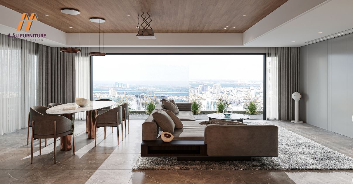 phòng khách biệt thự hiện đại