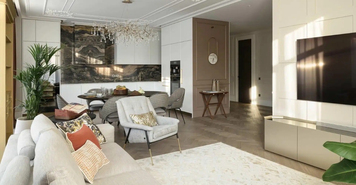 phòng khách liền bếp