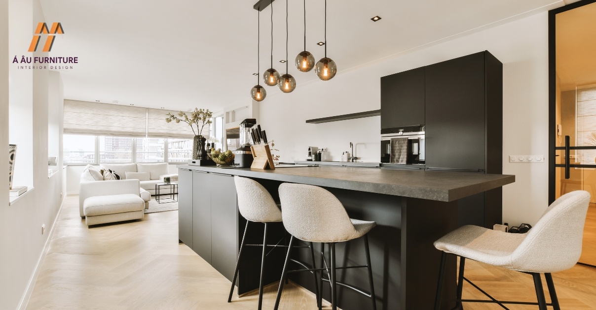 phòng khách liền bếp