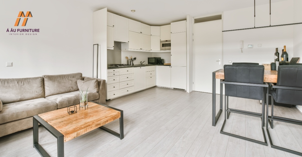 phòng khách liền bếp