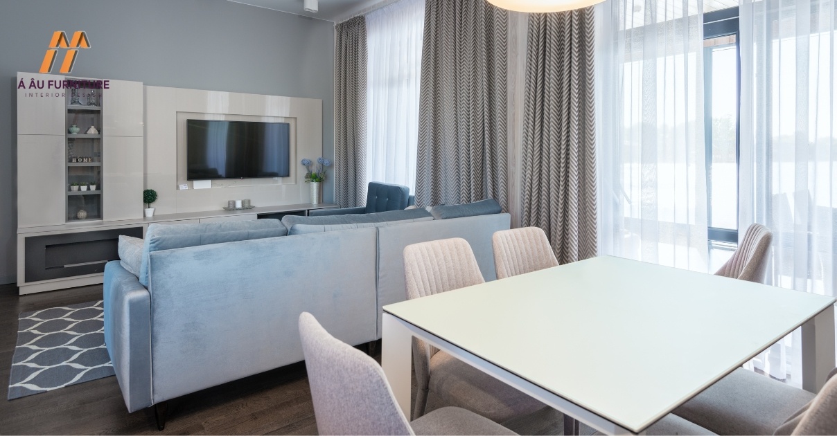 phòng khách liền bếp