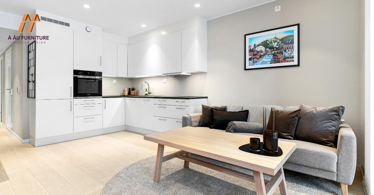 phòng khách liền bếp