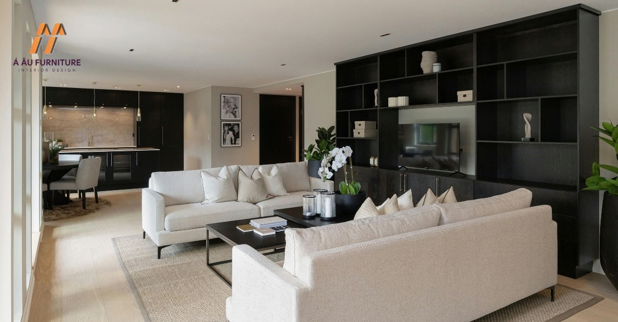 phòng khách liền bếp