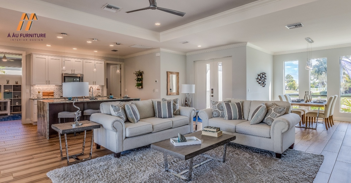 phòng khách liền bếp