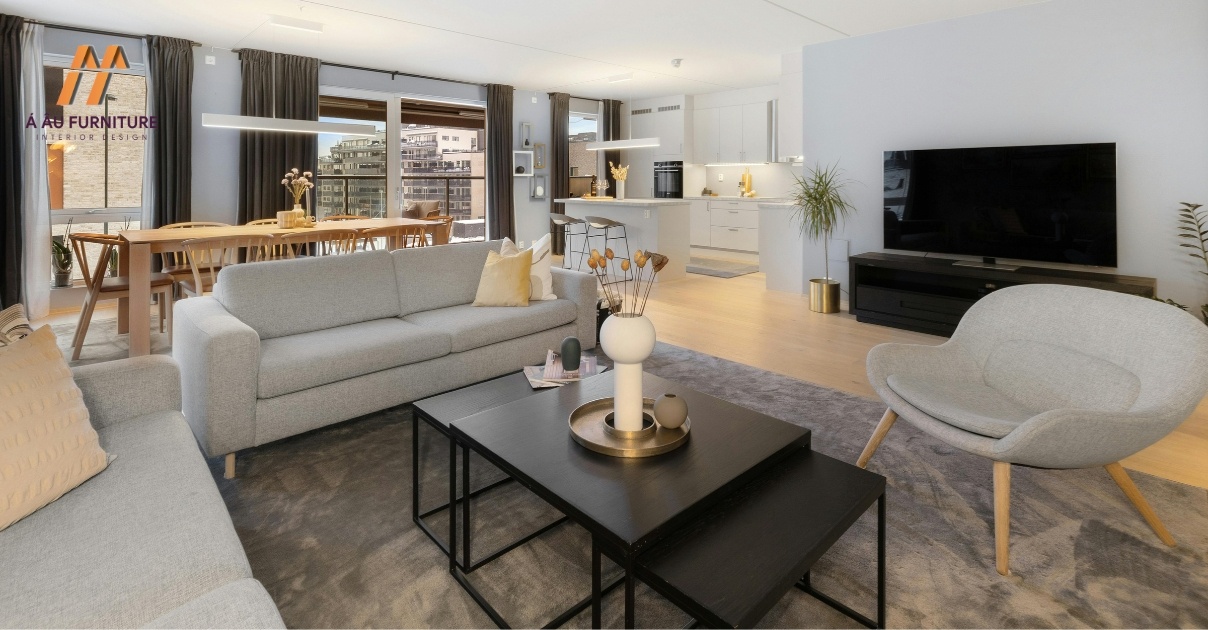 phòng khách liền bếp