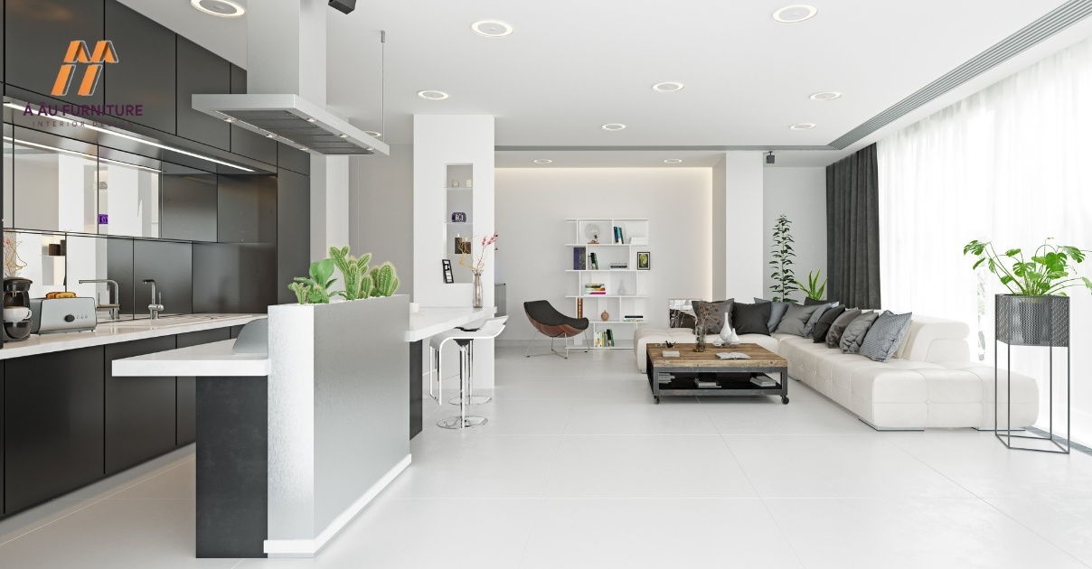 phòng khách liền bếp