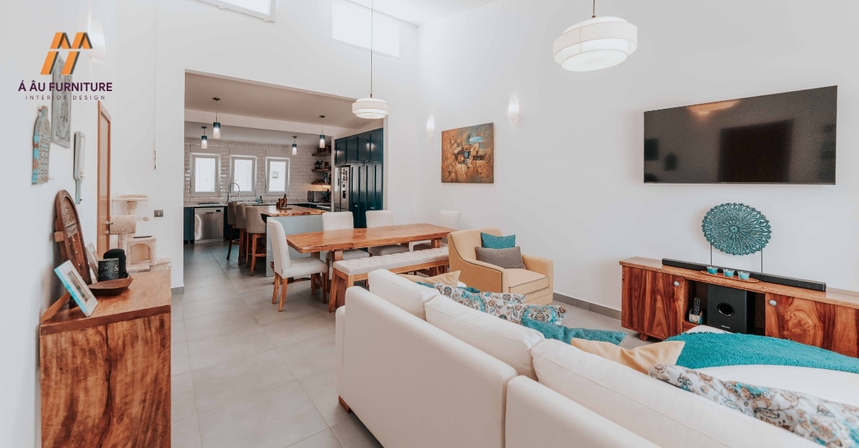 phòng khách liền bếp