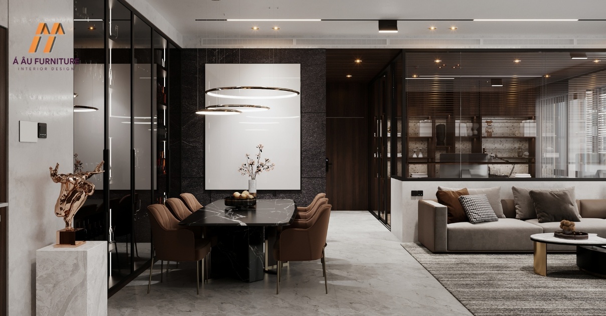 phòng khách liền bếp