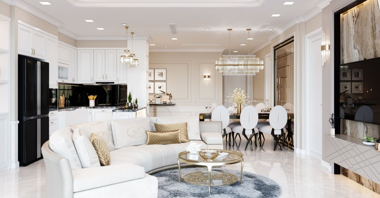 phòng khách liền bếp