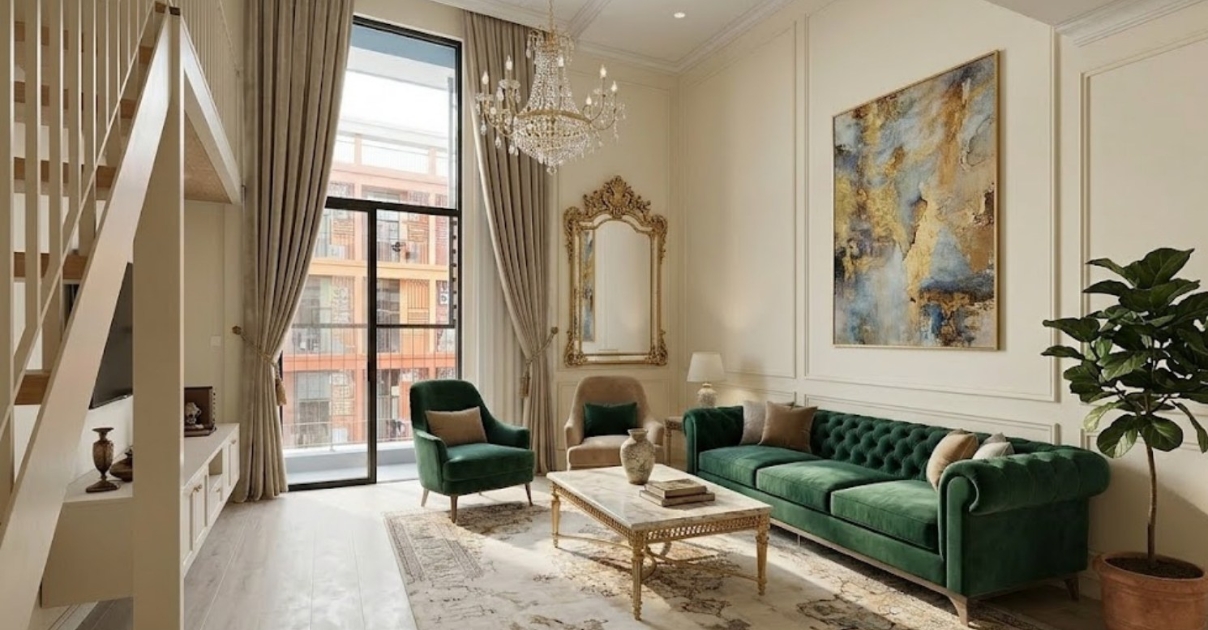 thiết kế phòng khách Tân cổ điển