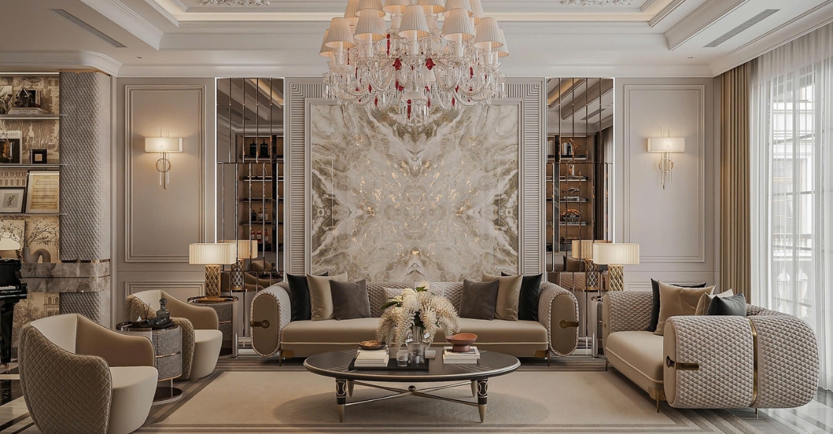 thiết kế phòng khách Tân cổ điển