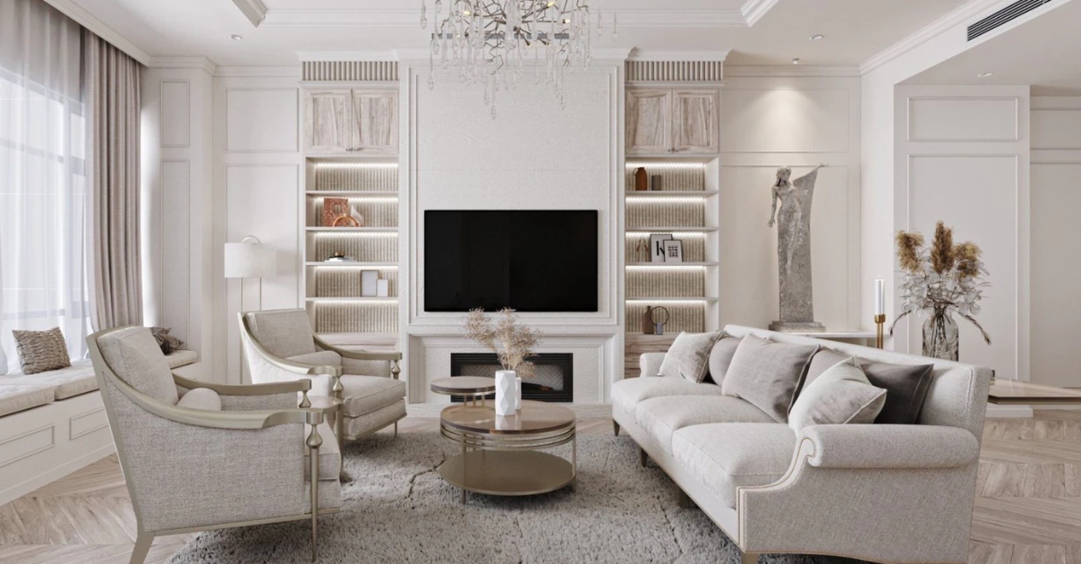 thiết kế phòng khách Tân cổ điển