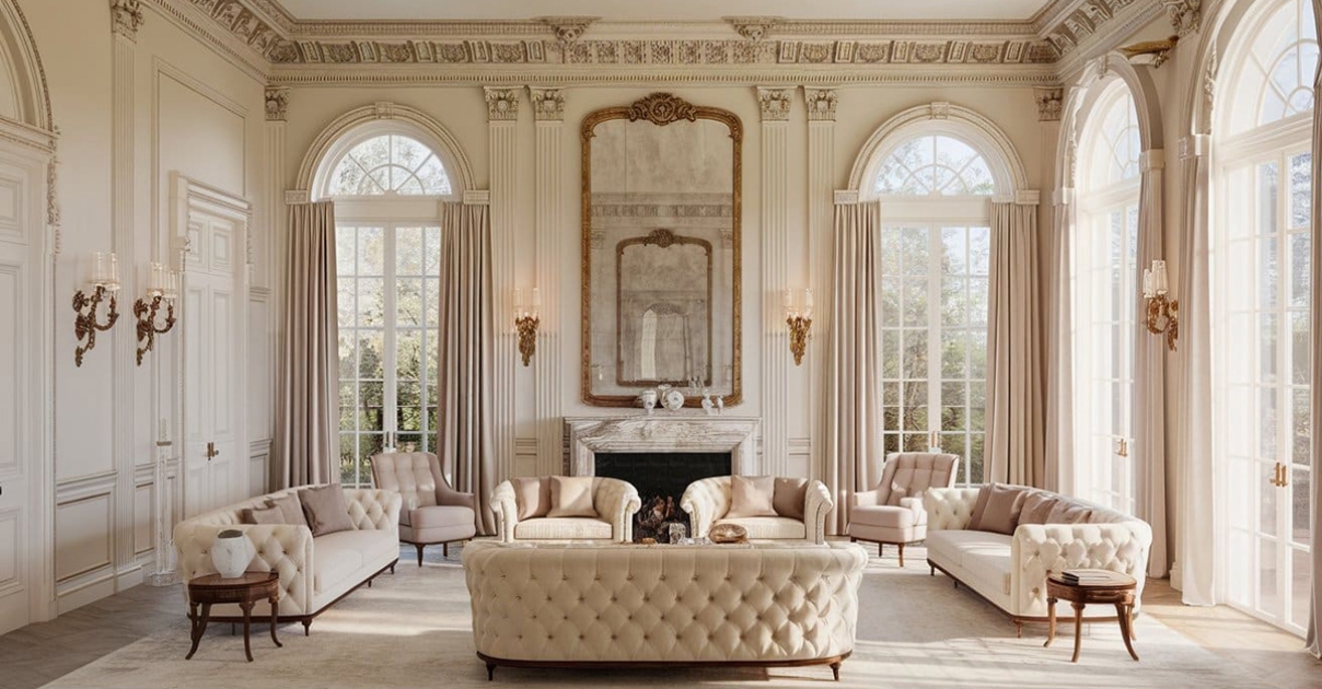 thiết kế phòng khách Tân cổ điển