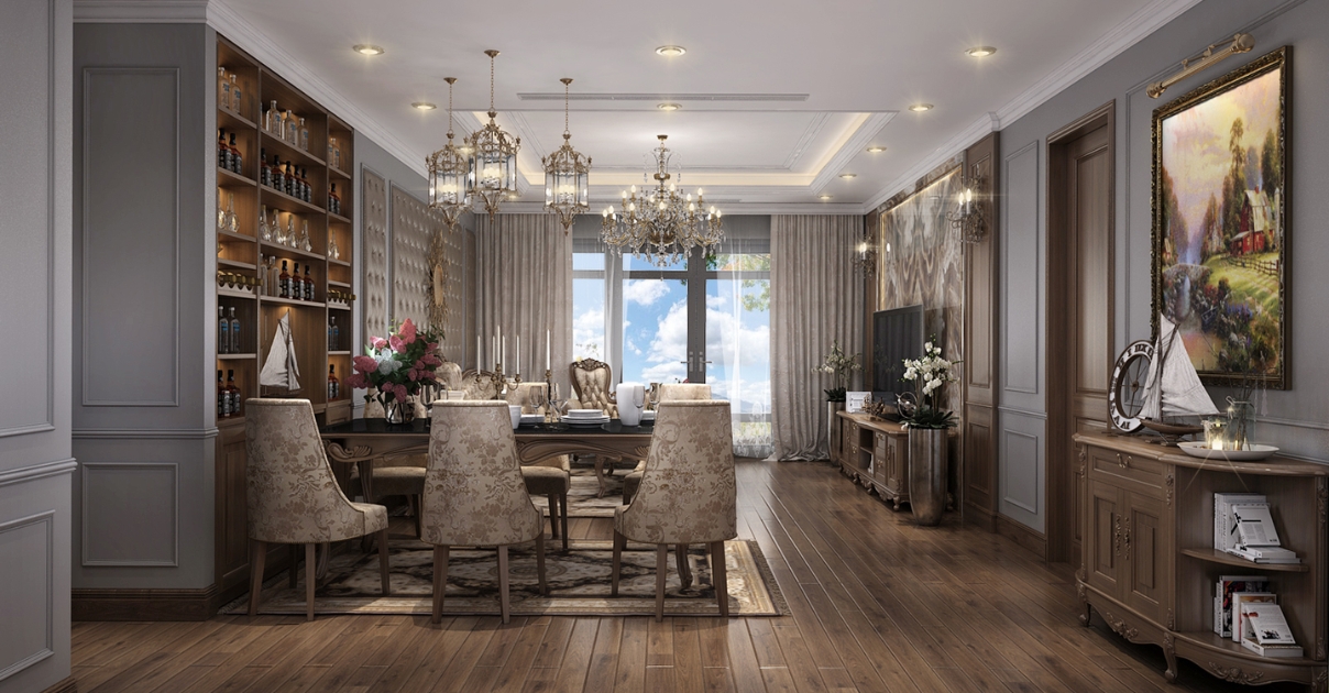 thiết kế phòng khách Tân cổ điển