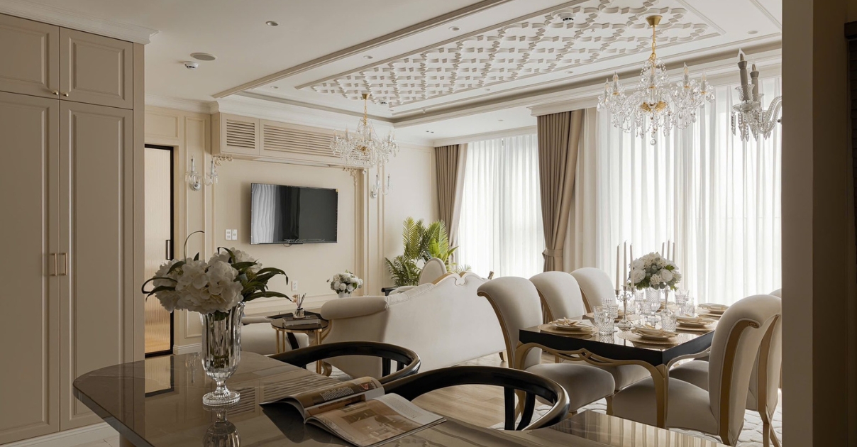 thiết kế phòng khách Tân cổ điển