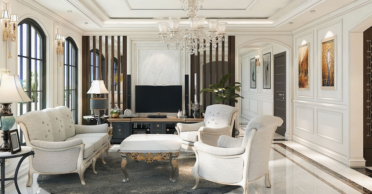 thiết kế phòng khách Tân cổ điển