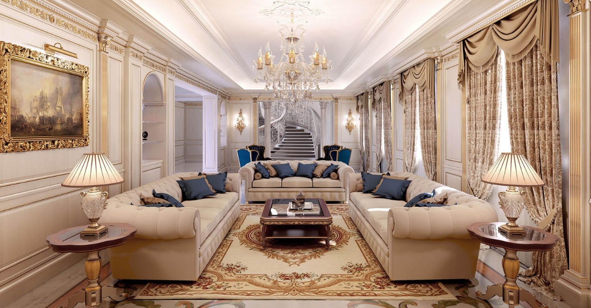 thiết kế phòng khách Tân cổ điển