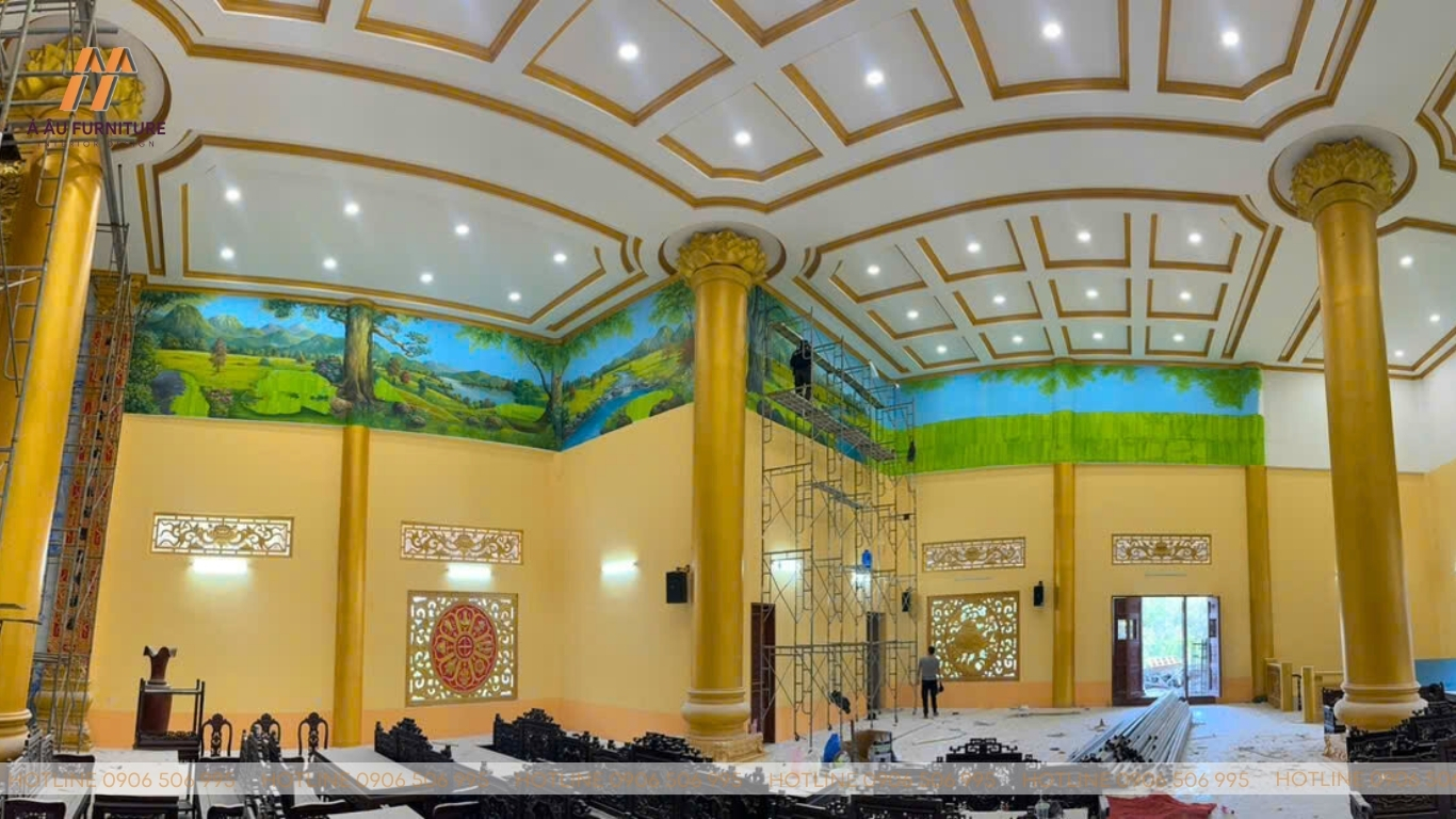 Dự án thi công trần vòm thạch cao Tổ đường chùa Phật Quốc Vạn Thành